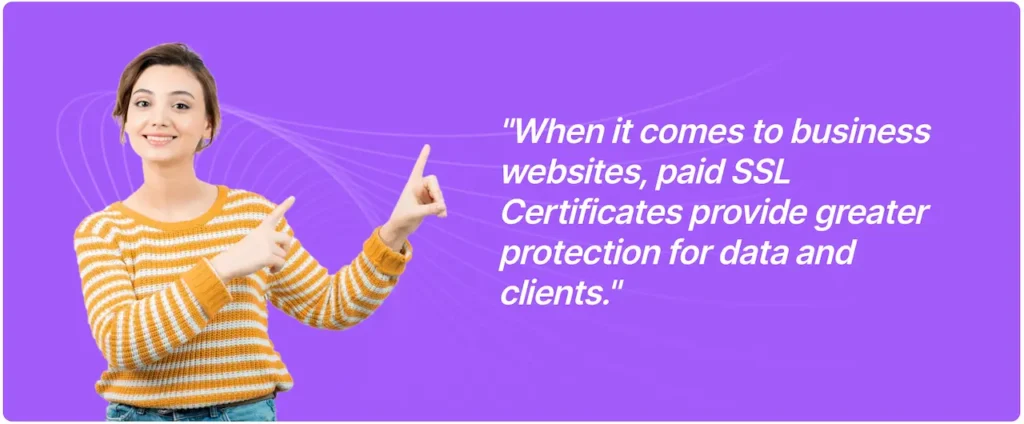 When it comes to business websites, paid SSL Certificates provide greater protection for data and clients.