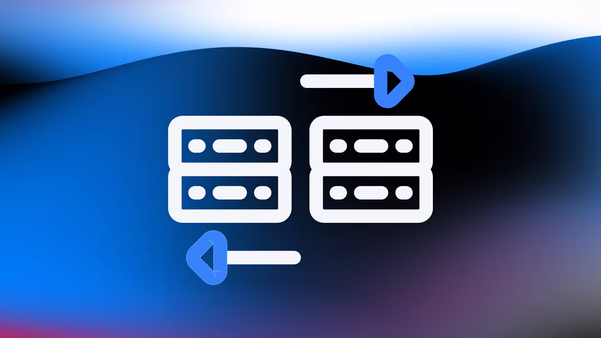 Server data transfer icon on a gradient background.
