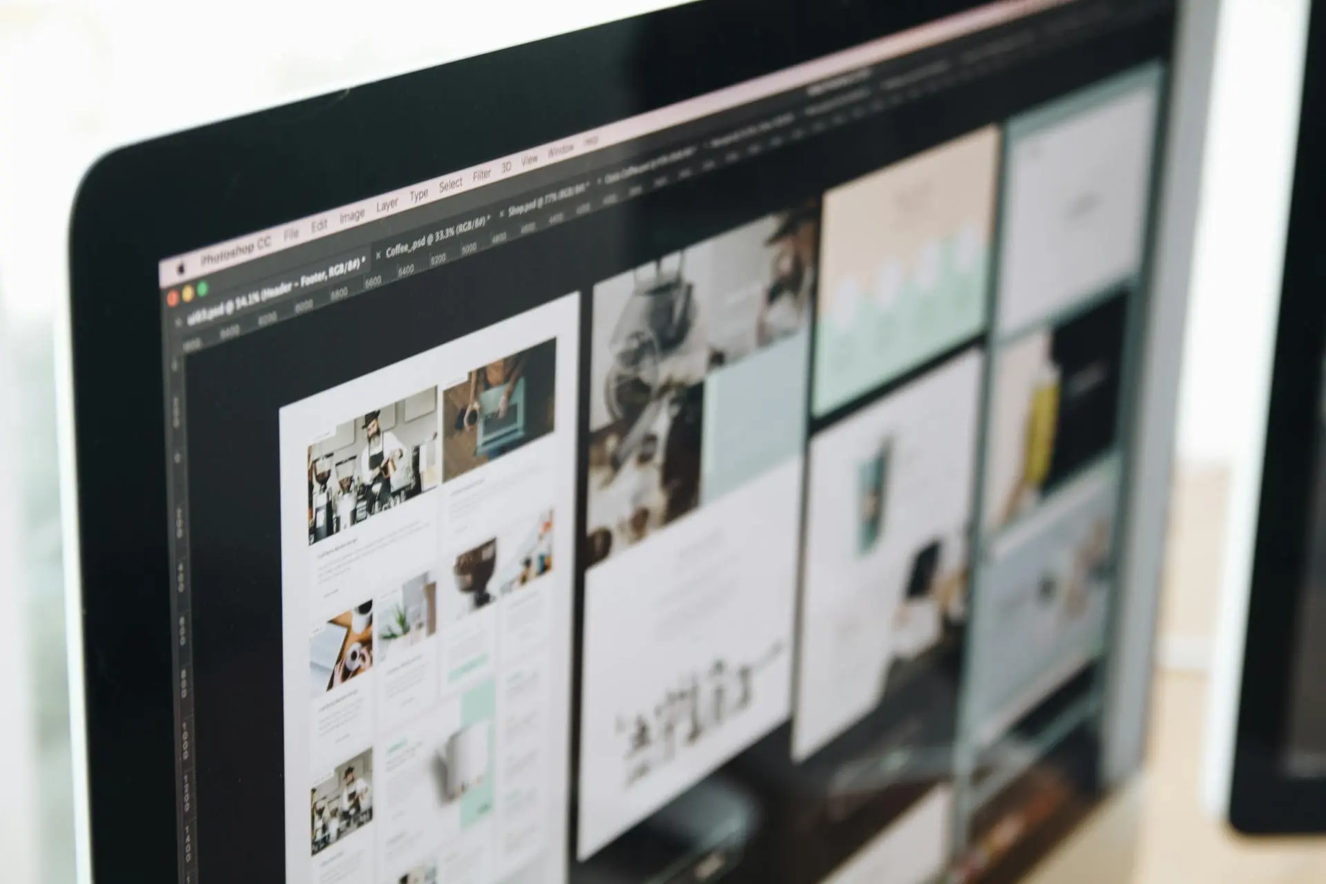 Website design displayed on computer screen