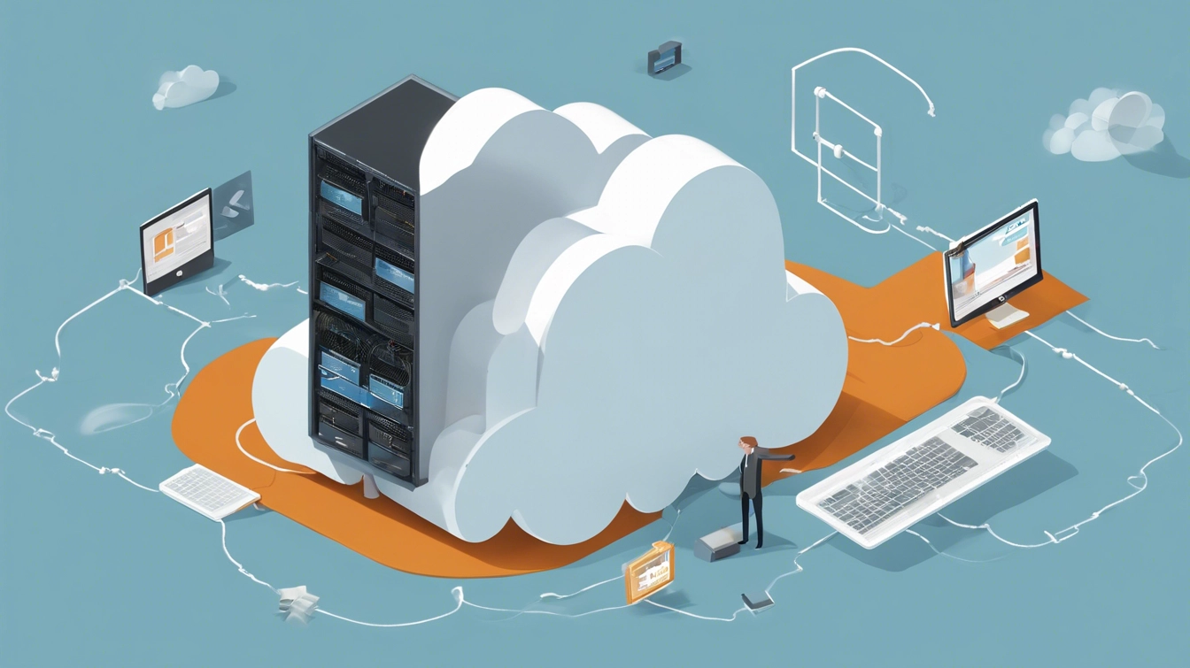 Cloud computing and data storage network illustration