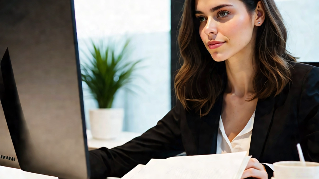 Businesswoman working at computer in office