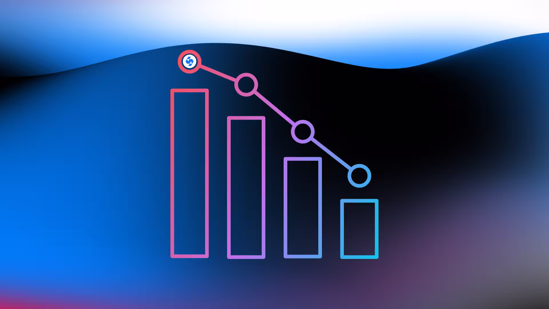 Bar chart icon with SaneChoice logo on a gradient background.
