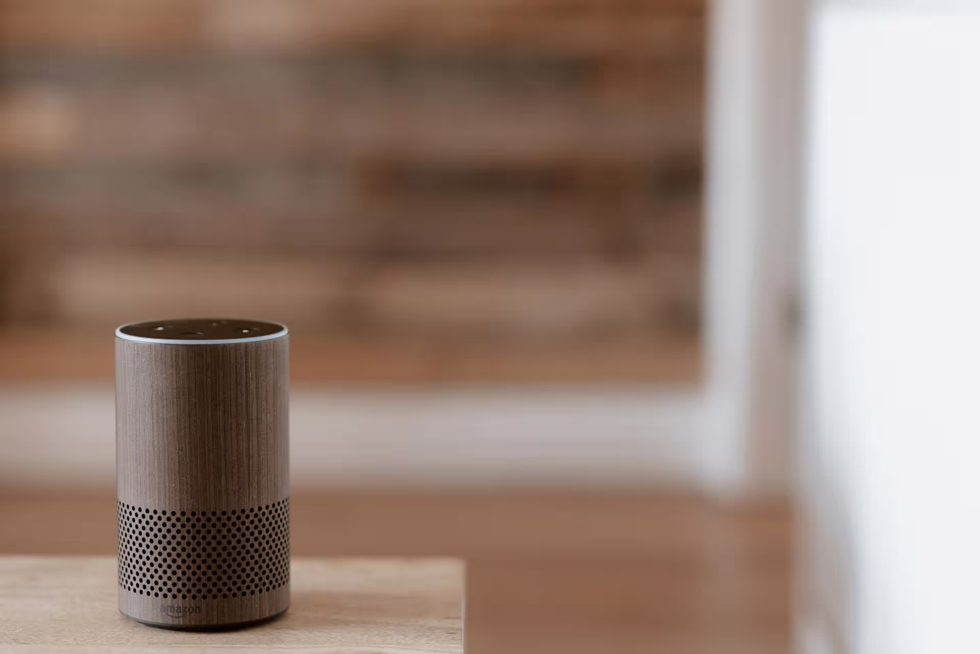 A picture of an alexa device, enabled for internet voice search.