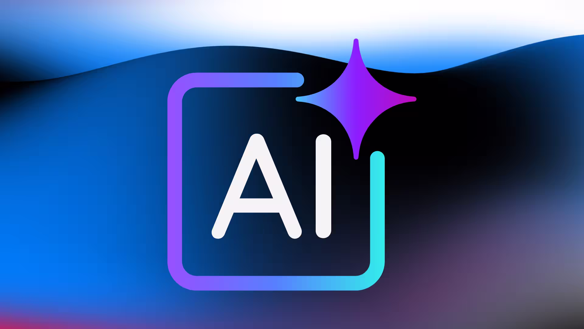 AI in a box icon with a purple star in the top right corner on a gradient background.