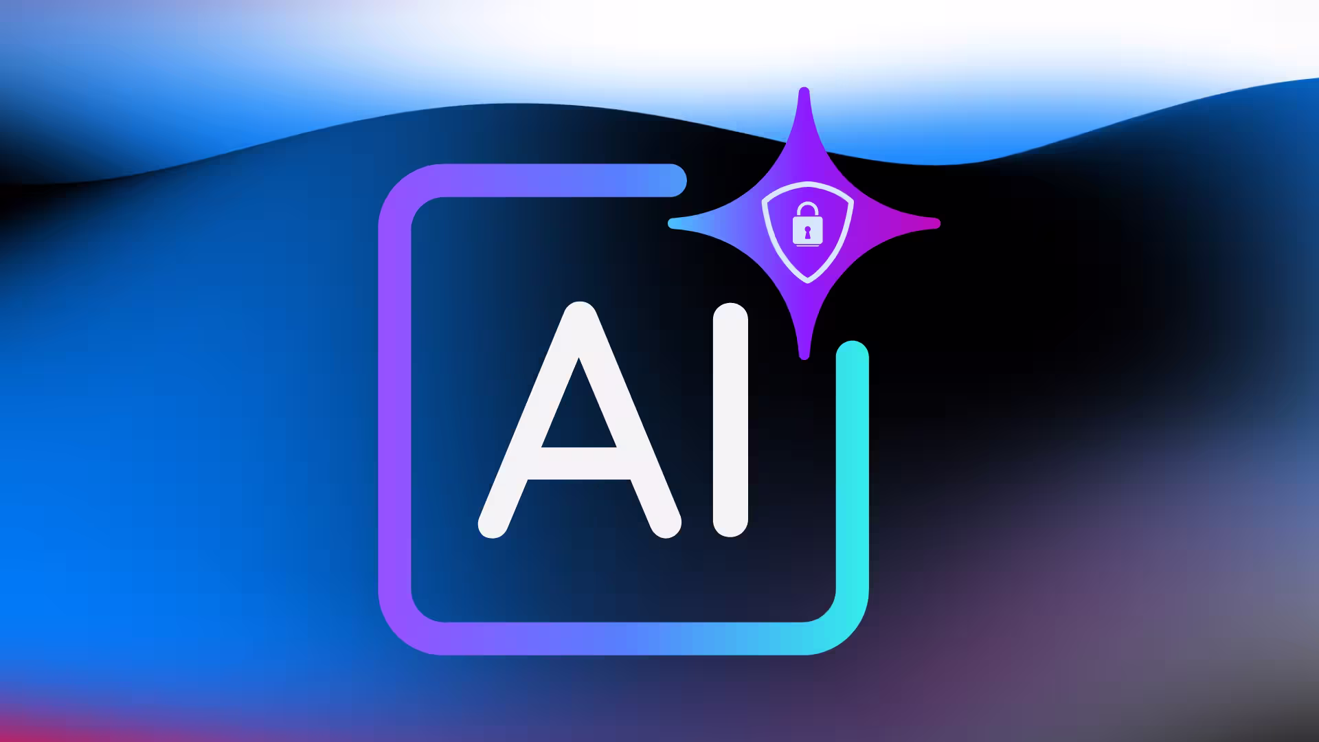 AI in a box icon with an info symbol in the top right corner on a gradient background.