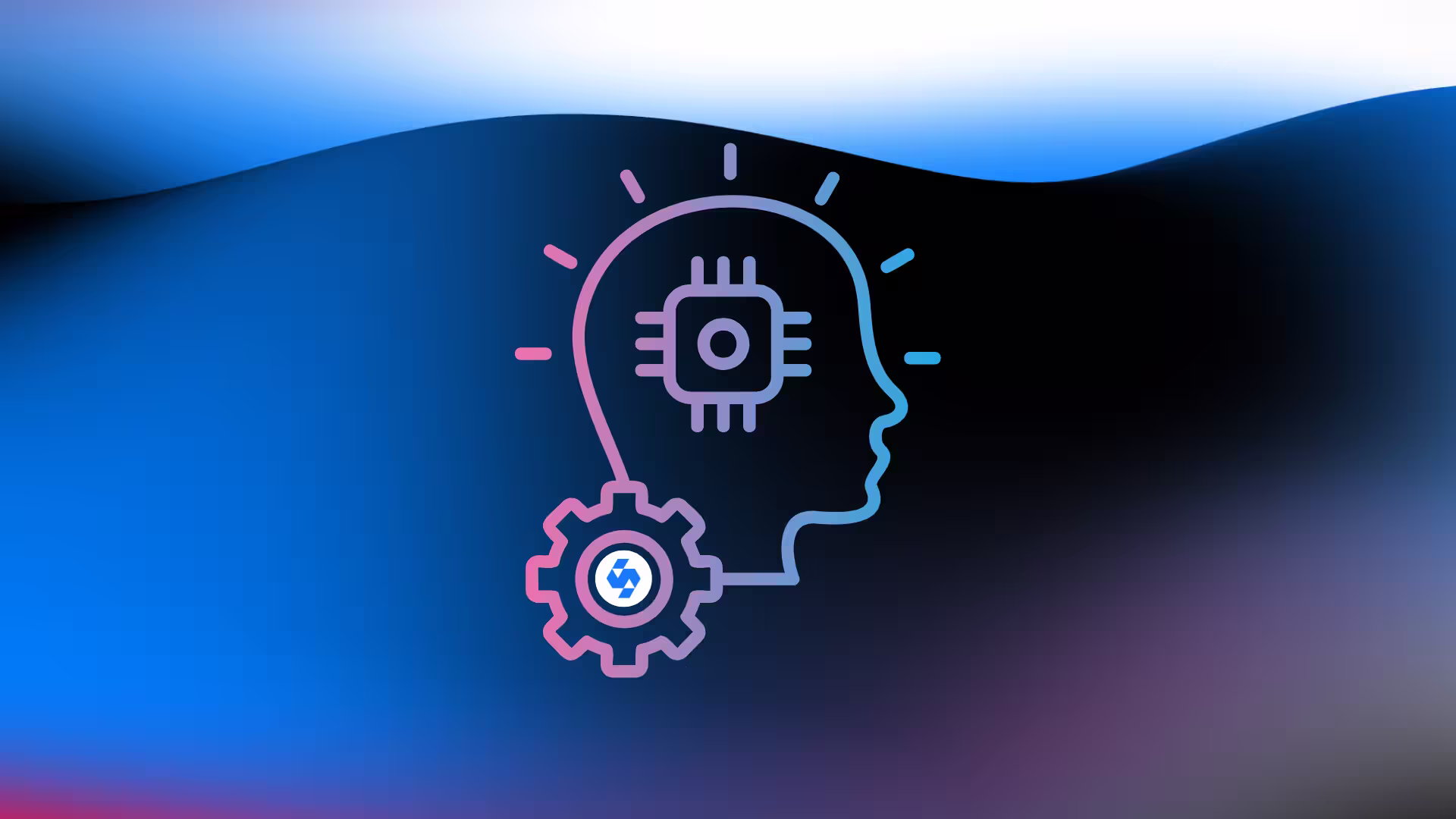 A head with a computer chip inside with the SaneChoice logo on a gradient background.