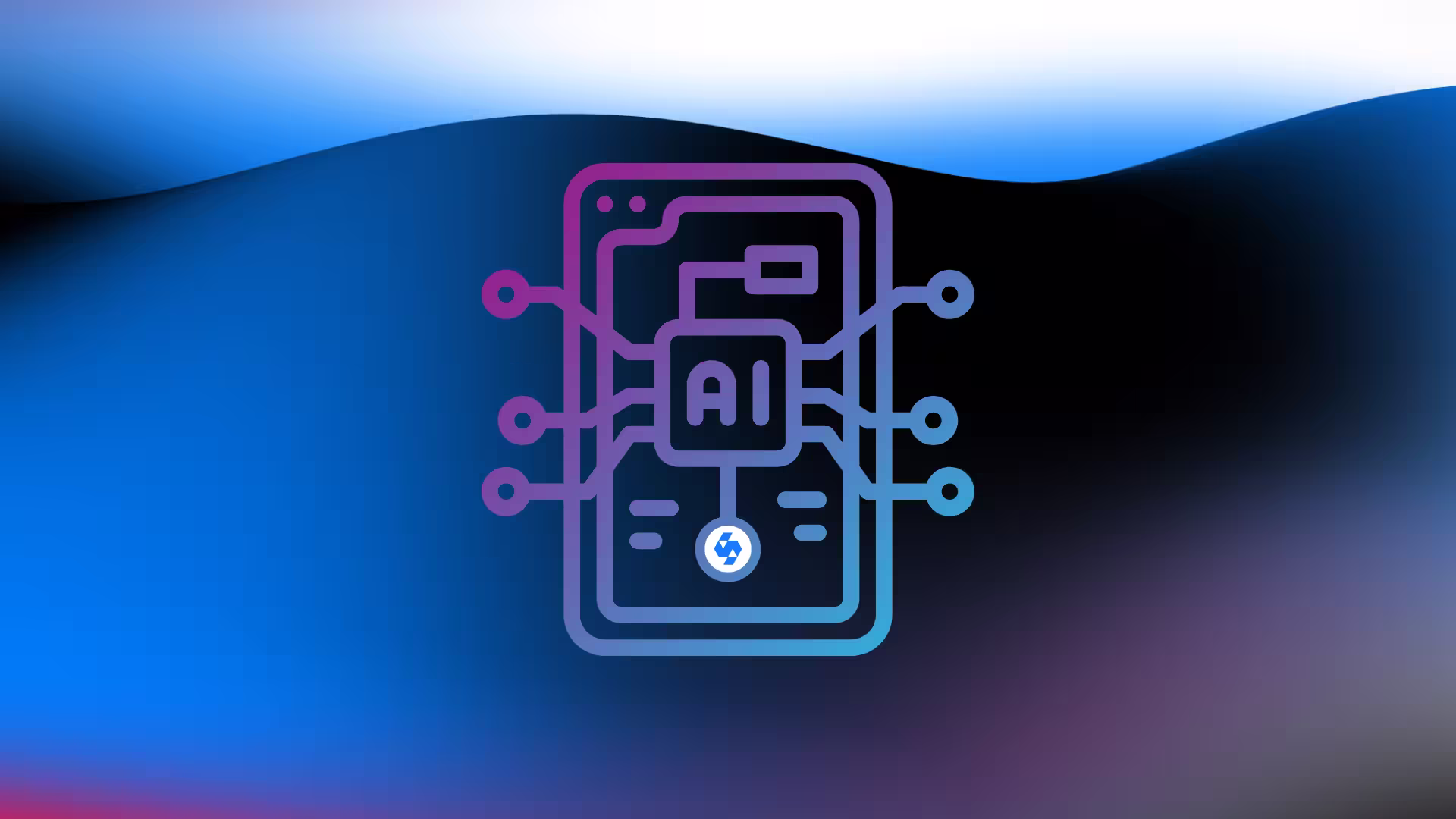 AI network icon with SaneChoice logo on a gradient background.