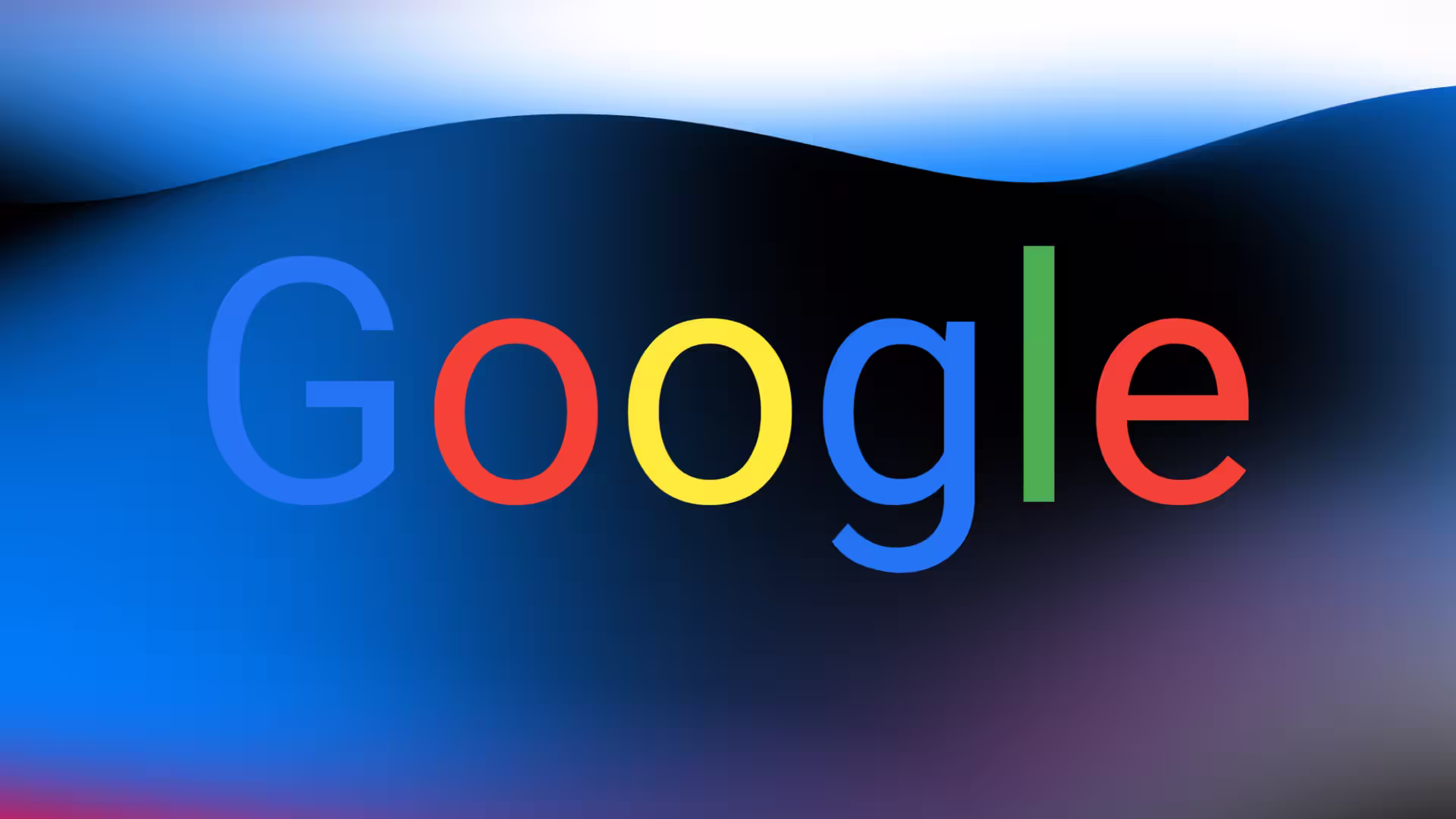 Google logo on a gradient background.