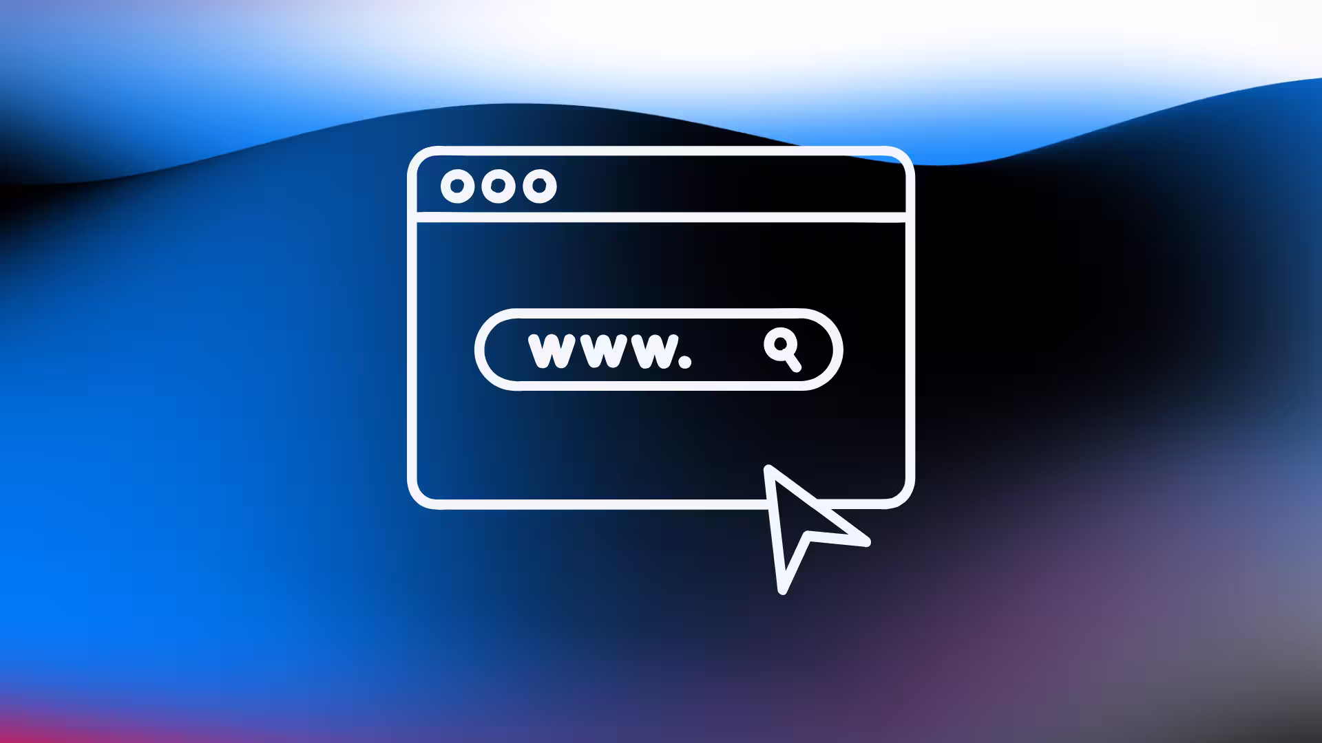 Web broswer with search bar on a gradient blue background.