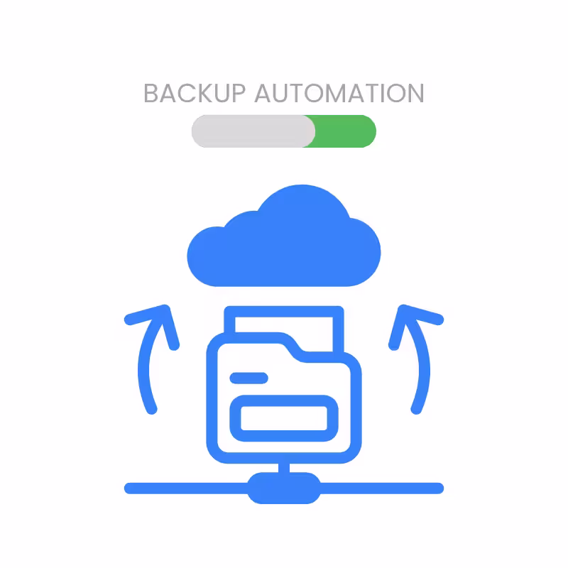 And icon showing cloud backup process in blue.